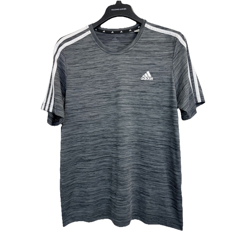 NEW‎ Adidas Men's Size M Aeroready Tech T-Shirt Crew Neck Primegreen Grey White